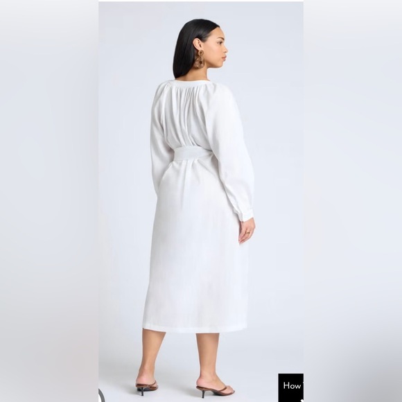 ELOQUII Relaxed White Applique Button Down Giraffe Dress Resort Safari 20 NWT - Picture 2 of 16